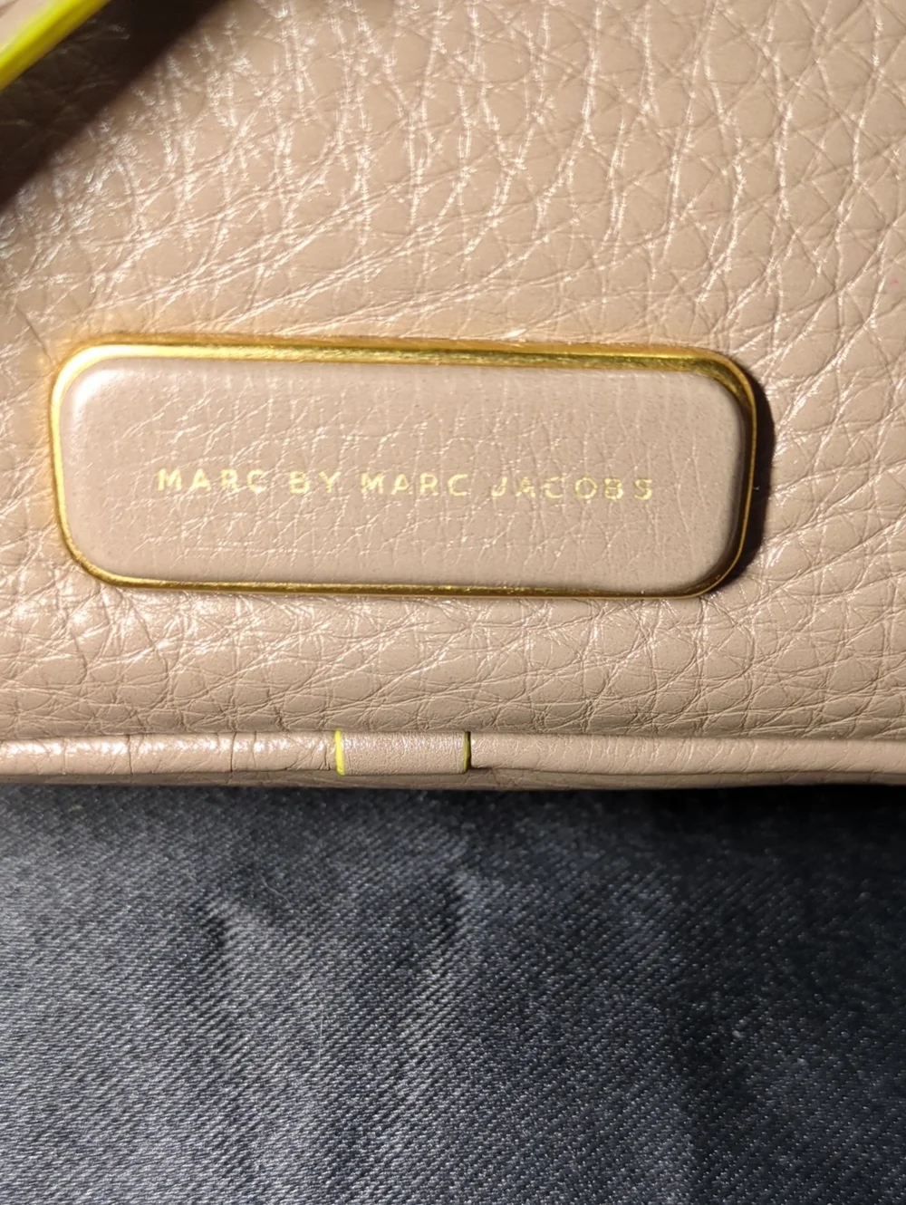 Marc by Marc Jacobs SallyTaupe Pebbled Crossbody w/Yellow Trim NOW ONLY $85